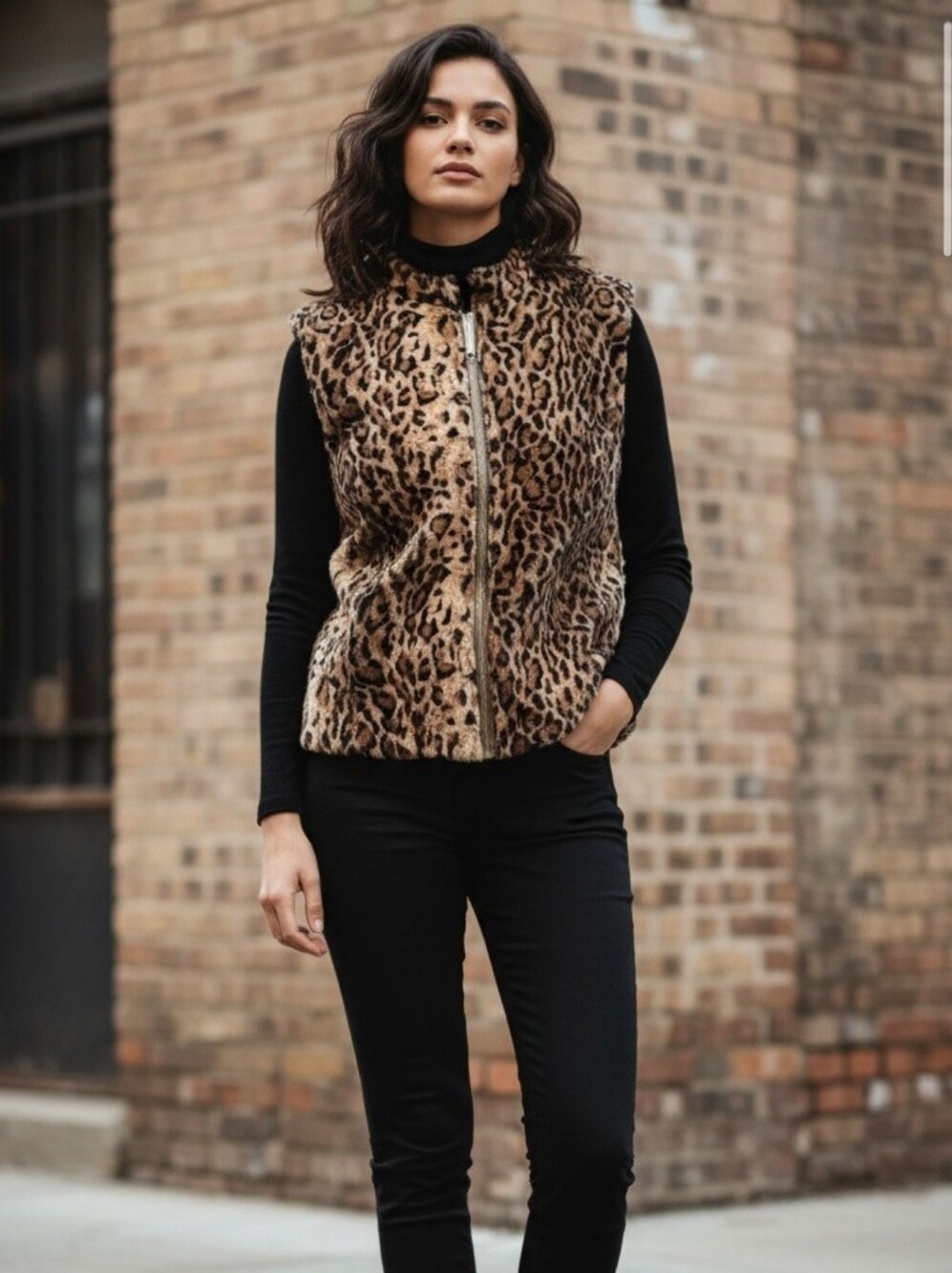Jordan Plus Size Animal Faux Fur  Vest